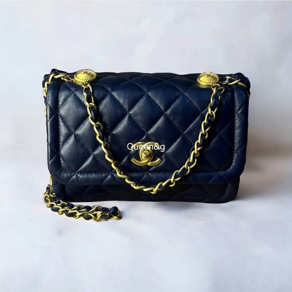 ♞พร้อมส่ง2สี น่ารักมาก Chanel luxury vintage กระเป๋าสะพาย แบรนด์เนม crossbody กระเป๋าหนังแท้ classi
