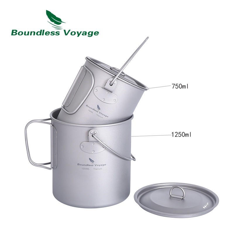 Boundless Voyage- แก้วมักไทเทเนียม พร้อมฝาปิด 1250 มล. แบบพกพา น้ําหนักเบา สําหรับตั้งแคมป์ ชา กาแฟ