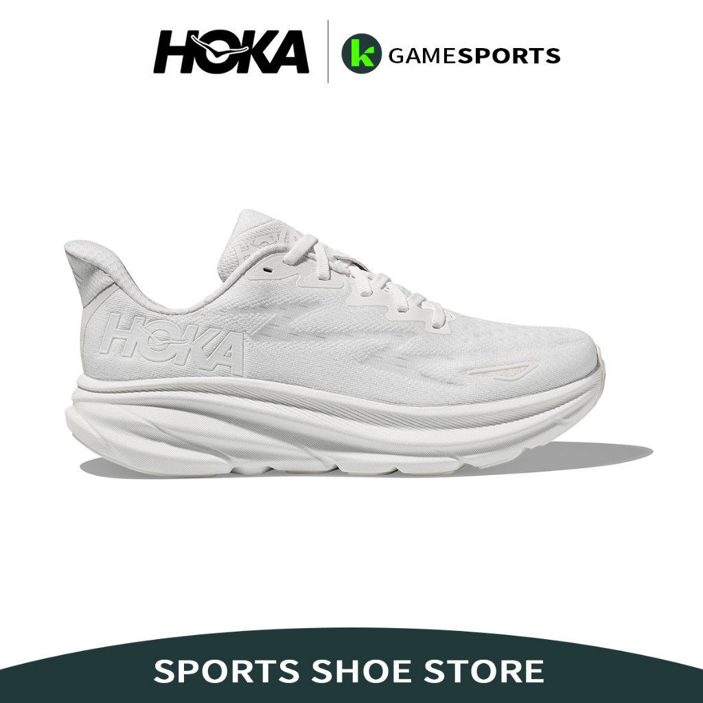 ♞,♘,♙รองเท้าวิ่ง Hoka Clifton 9 สีขาว กันกระแทก/น้ำหนักเบา/ระบายอากาศได้ วิ่งระยะไกล รองเท้าวิ่งชาย