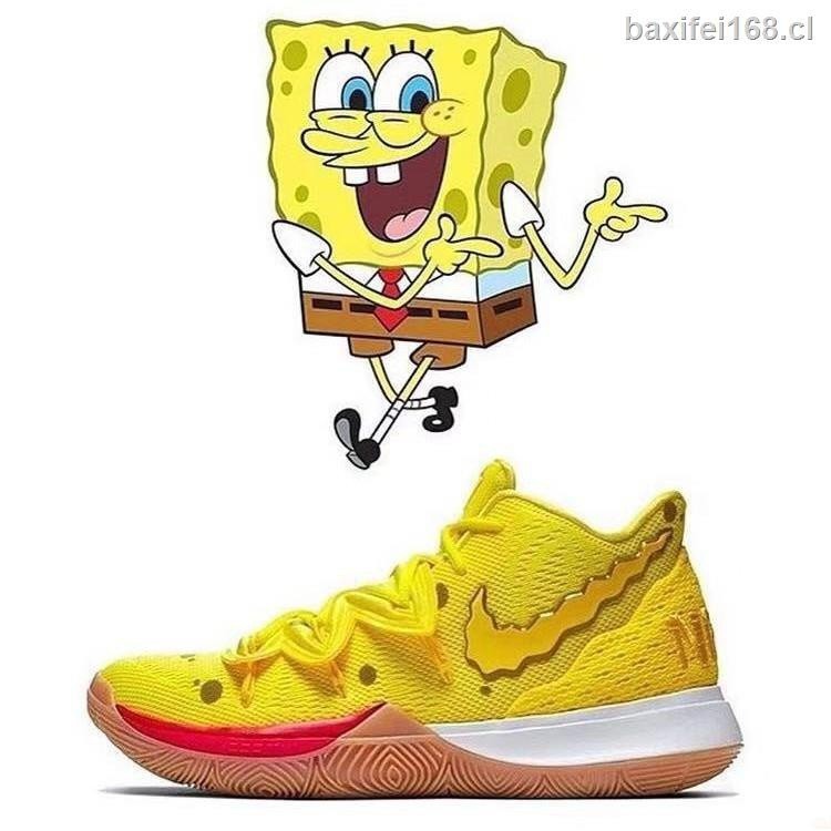 Nike x Spongebob Squarepants Kyrie 5 รองเท ้ าบาสเก ็ ตบอลผู ้ ชายรองเท ้ าผ ้ าใบแฟชั ่ นพร ้ อมส ่ ง