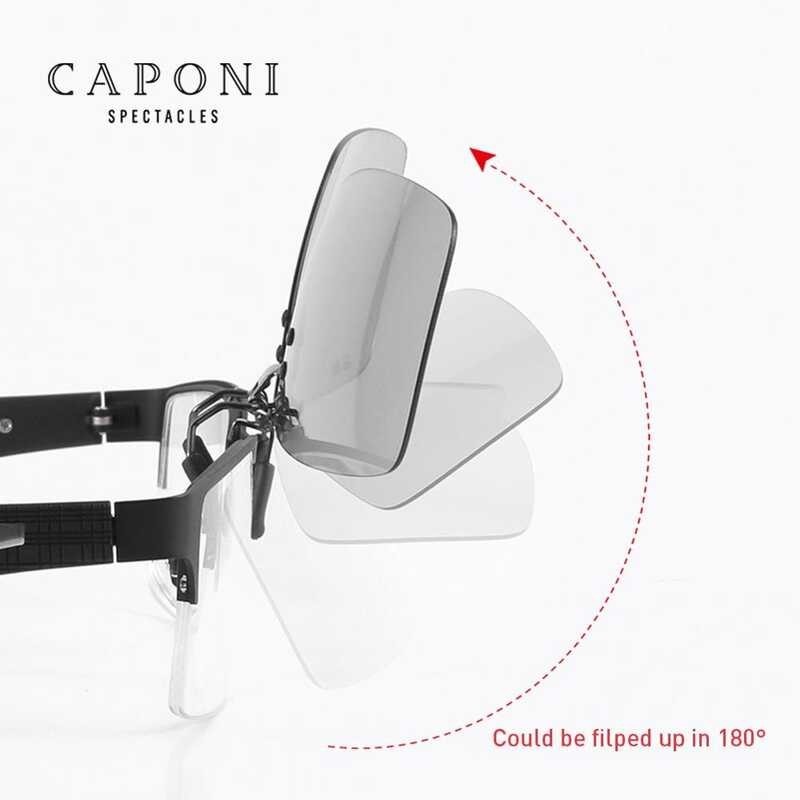 ❤ 【Hot】✉♤ CAPONI Sunglasses Clip Men Photochromic Polarized Day And Night Glasses Uv400 Drivi