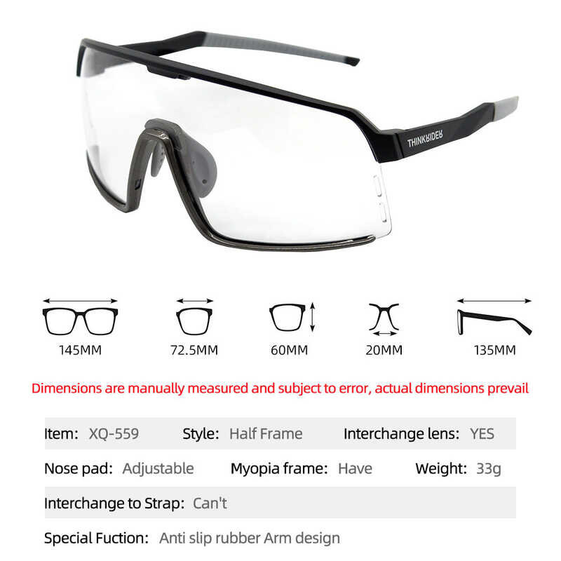 ❤ Thinkrider Bike Photochromic Bicycle Glasses Sports Men's Sunglasses MTB Road Cycling Eyewear P