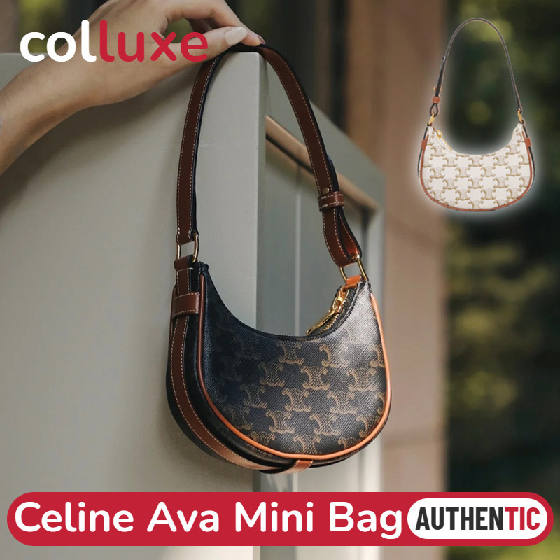 ♞,♘,♙ของแท้เซลีน CELINE AVA Mini Bag TRIOMPHE CANVAS 10I602 Summer 16cm กระเป๋าสะพายผู้หญิง