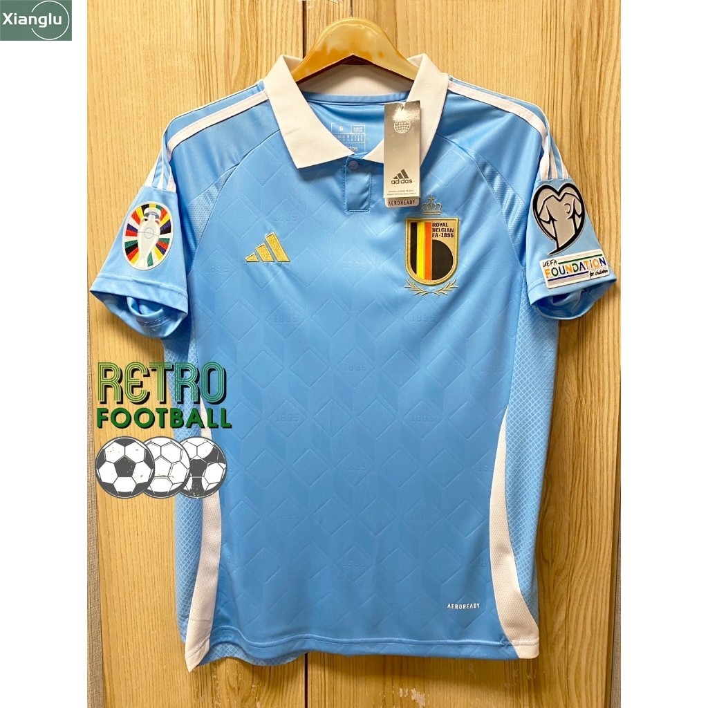 Xlu เสื้อฟุตบอล ทีมชาติ เบลเยี่ยม Away ชุดเยือน ยูโร 2024 [ 3A ] เกรดแฟนบอล เสื้อเปล่าพร้อมอาร์ม ยูโร2ข้างตรงต้นฉบับ