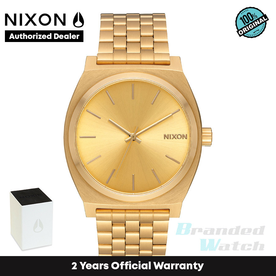 [รับประกันทางการ] Nixon A045511 นาฬิกาข้อมือ สายสแตนเลส สีทอง สําหรับผู้ชาย และผู้หญิง