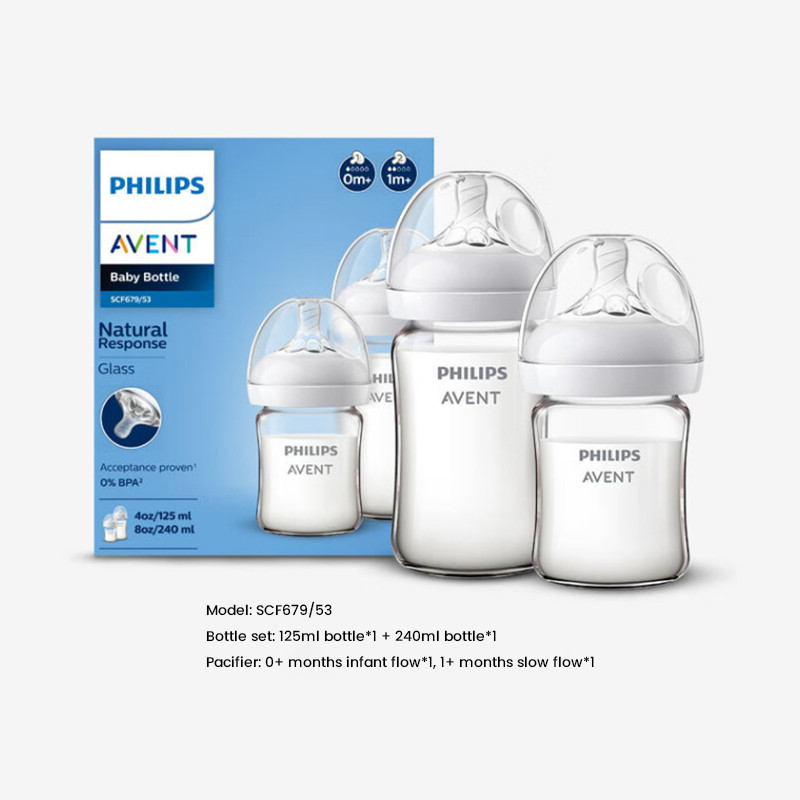 Philips Avent ขวดนมแก้วขวดนมซิลิโคนขนาดกว้าง Pacifier ขวดแก้ว Borosilicate สูง BPA ฟรี