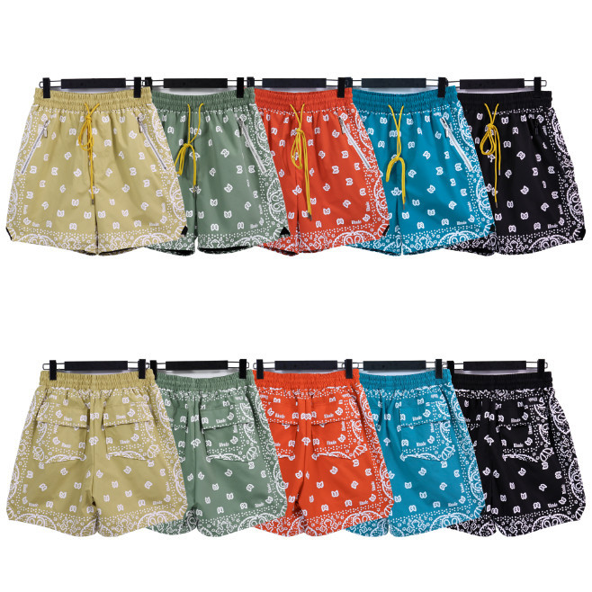 Rhude SS กางเกงกีฬาขาสั้น ทรงหลวม พิมพ์ลาย เหมาะกับฤดูใบไม้ผลิ ฤดูร้อน สําหรับผู้ชาย