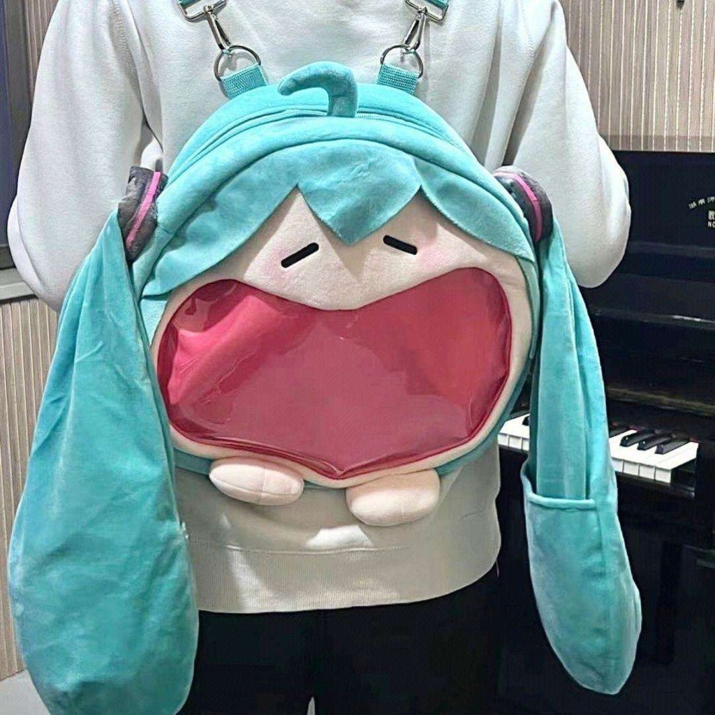 [Manmei] Hatsune miku Pain Bag ตุ๊กตาน่ารัก fu Peripheral Cotton Doll Plush Pendant miku Backpack Sc
