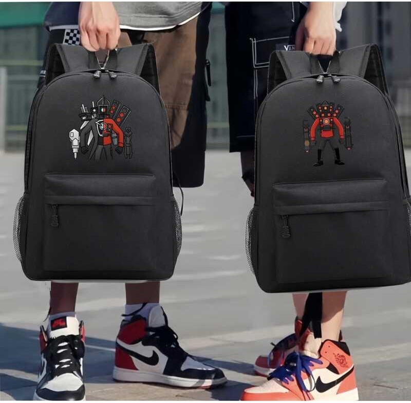 Skibidi Toilet Titan Cameraman Vs Titan Speakerman School Backpack For Kids Student Large Capacity
