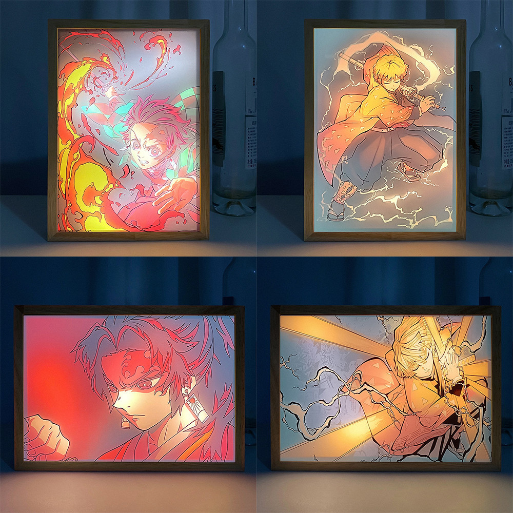 Demon Slayer LED Night Light Zenitsu Kimetsu ไม่มี Yaiba Nezuko LED 3 สี Art Light ตกแต่งห้องนอนโคมไฟของขวัญ – โปรปัง