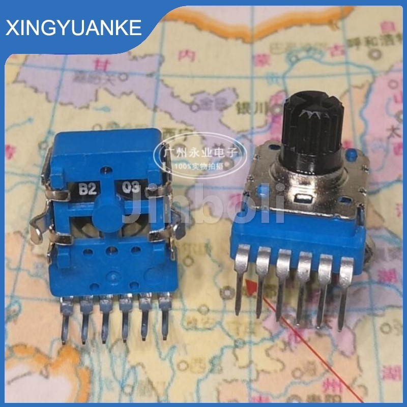 2PCS RK12 ประเภทคู่แนวตั้งโรตารี Potentiometer 6 Pins B20K B203 ปรับระดับเสียงเสียง Potentiometer คว