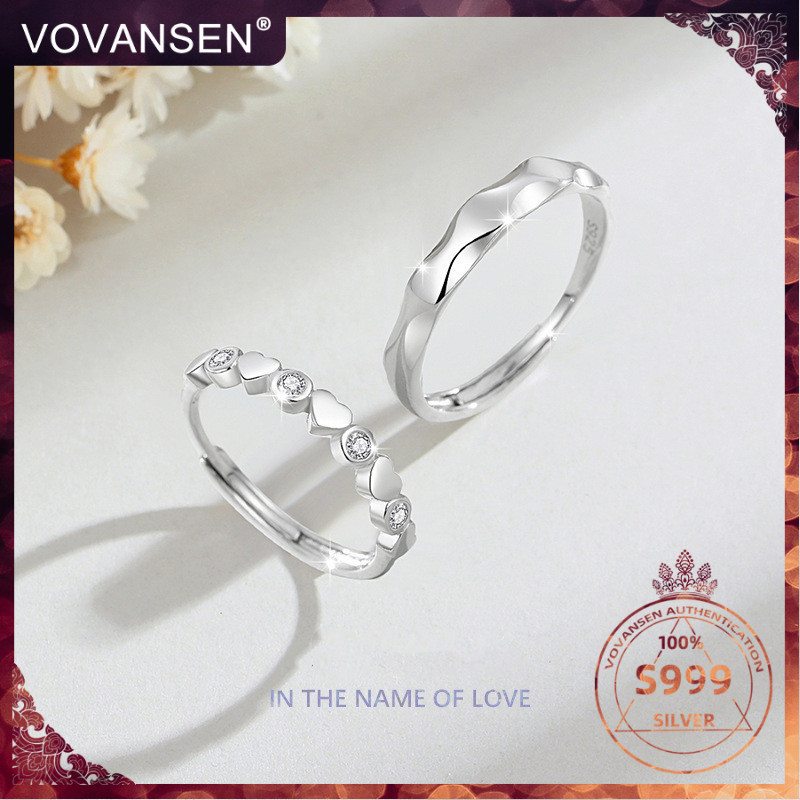 240508-6VOLANSEN 100 % s999 แหวนคู ่ เงินปรับได ้ แหวนแกะสลักเลเซอร ์ ที ่ กําหนดเองเครื ่ องประดับ
