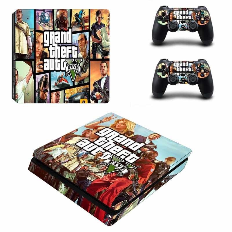 ❤ Grand Theft Auto GTA 5 Decal Protective Skin Cover Sticker For Ps4 Slim Console & Controller St