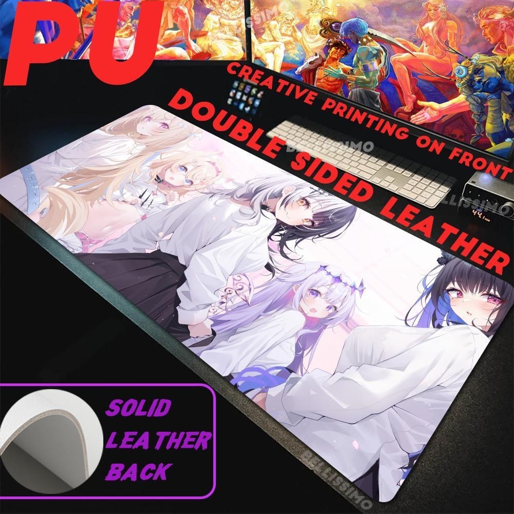 ยอดนิยมเสมือนศิลปิน FUWAMOCO แฟชั่น Cool Hololive แผ่นรองเมาส์ขนาดใหญ่สํานักงานโต๊ะ Protector Mat pc gaming PU หนังแผ่นรองเมาส์กันน้ํา gaming อุปกรณ์เสริมเดสก์ท็อป