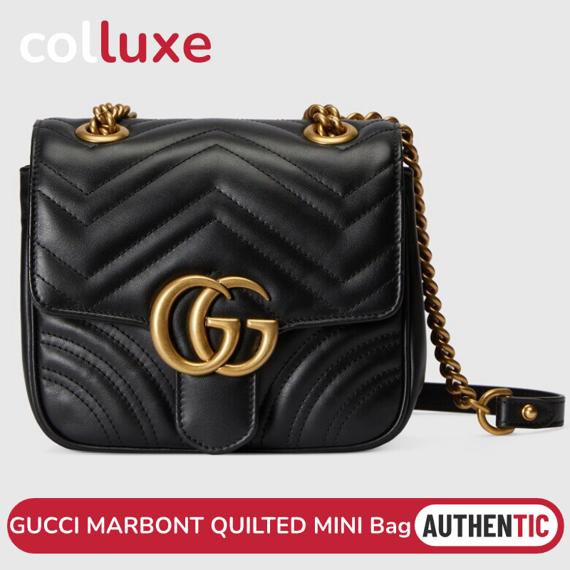 กุชชี่ Gucci GG Marmont กระเป๋าสะพายขนาดเล็กทรงควิลท์ กระเป๋าสะพายข้างผู้หญิง