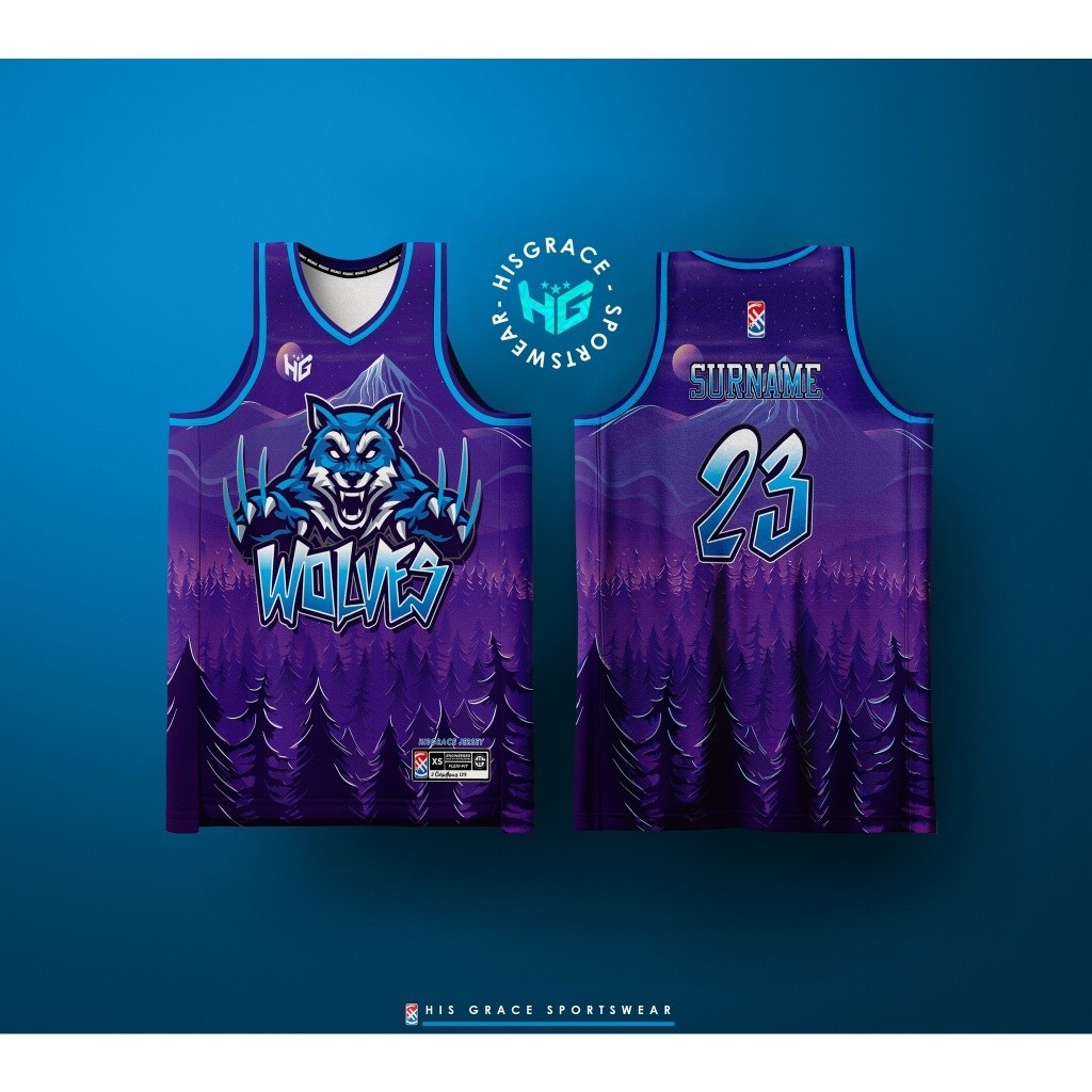 HG BASKETBALL CONCEPT JERSEY VIOLET WOLVES FULL SUBLIMATION JERSEY ฟรีปรับแต่งชื่อและหมายเลข