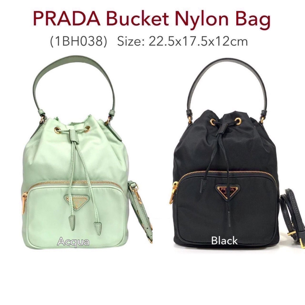 ♞,♘PRADA Nylon Bucket Bag ของแท้ 100% [ส่งฟรี]
