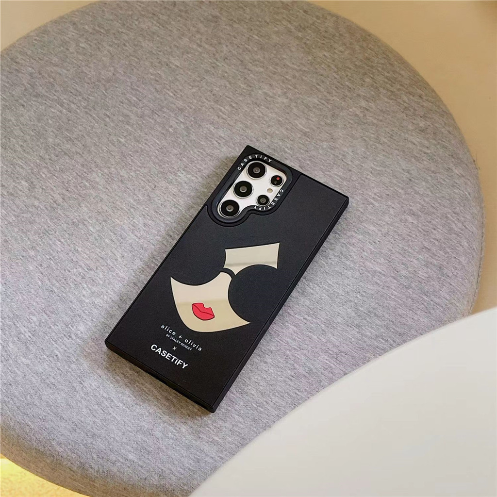 Casetify แว ่ นตากันแดดสาวแต ่ งหน ้ ากระจกซิลิโคนน ่ ารักเคสโทรศัพท ์ สําหรับ Samsung Galaxy S22Ultra,S23,S23 +PLUS,S23Ultra,S24,S24 +PLUS,S24Ultra