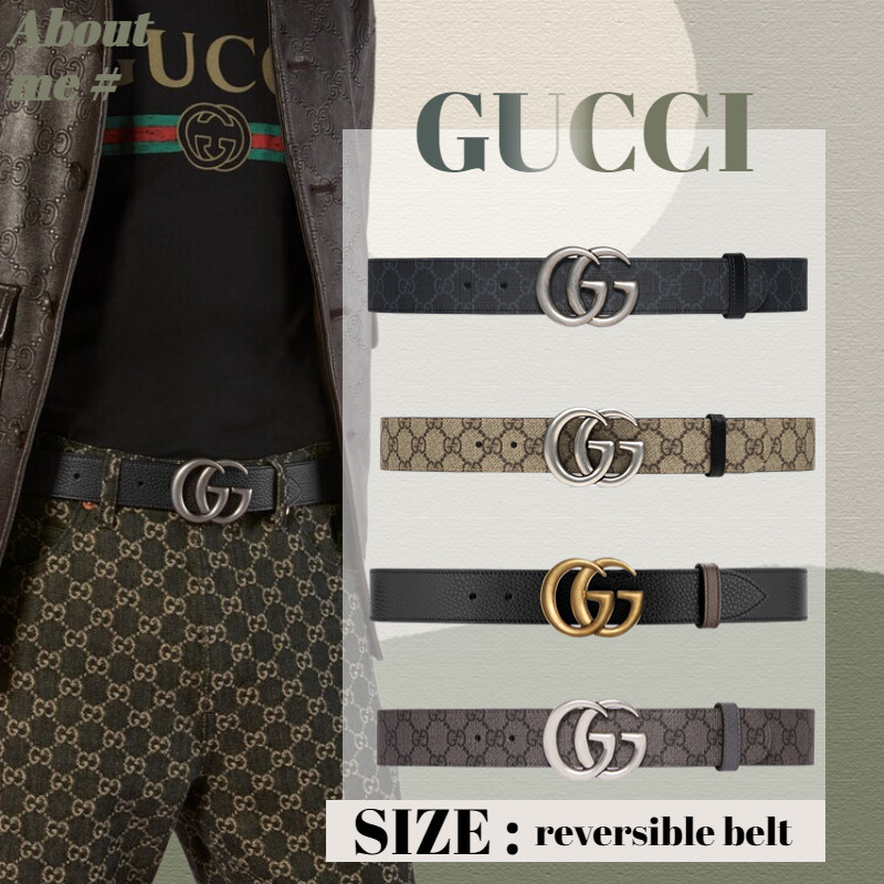 ♞,♘,♙กุชชี่ แท้/Gucci Reversible leather belt with double G buckleเข็มขัด/belt