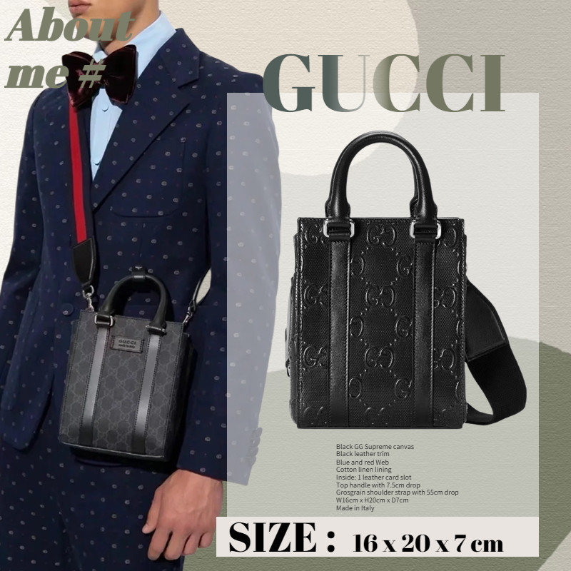 ♞กุชชี่ แท้ / Gucci GG Supreme mini tote bag บุรุษ/กระเป๋าถือ