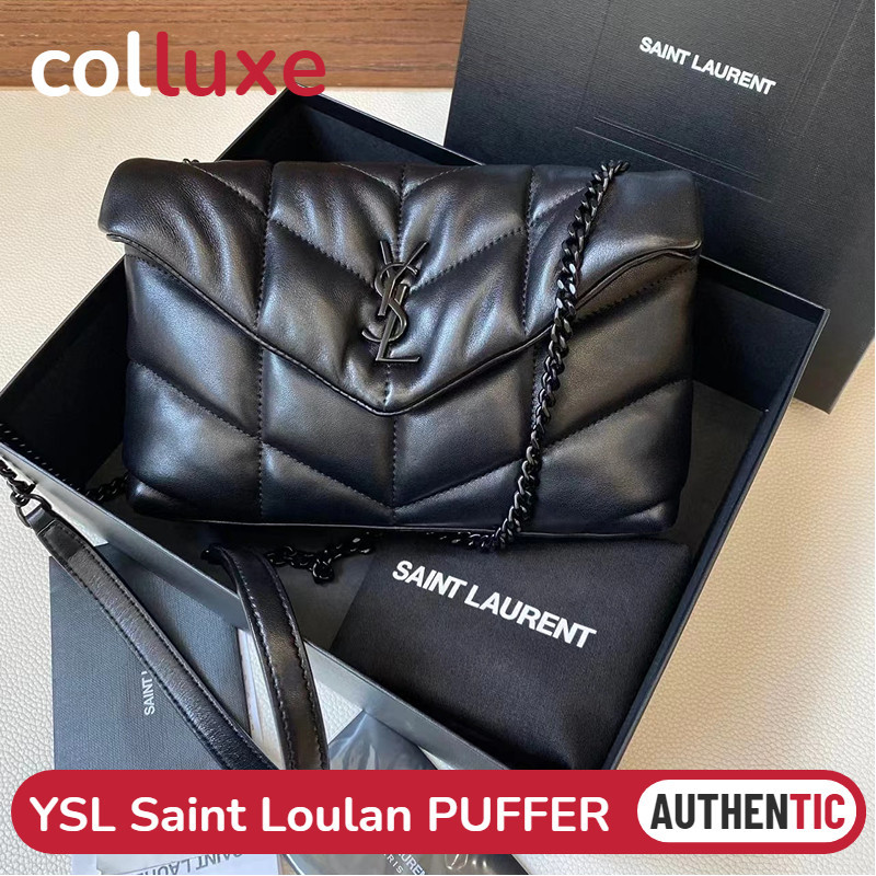 ♞,♘ของแท้นักบุญลอเรนต์YSL Saint Laurent PUFFER สุภาพสตรี/กระเป๋าสะพายไหล่/กระเป๋าโซ่