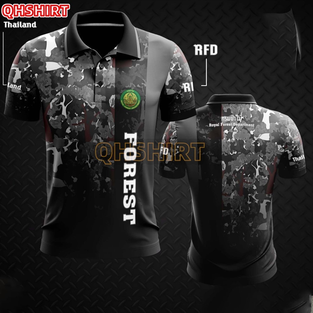 "FT-5 เสื้อโปโลกรมป่าไม้ งานพิมพ์ลาย  "