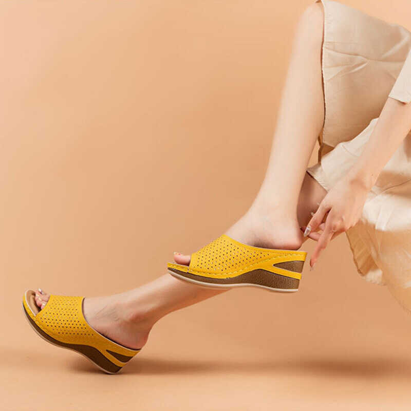 ❤ Womens Wedge Slippers Ladies Hollow Out Fish Lips Sandals