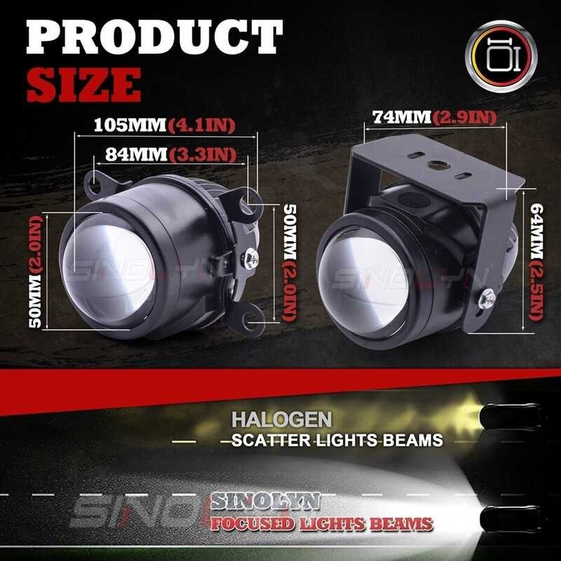 ❤ Sinolyn 2.0 Inch Mini Bi Lights Universal 3000K 6000K 35W LED Fog Lens Driving Light Waterproof