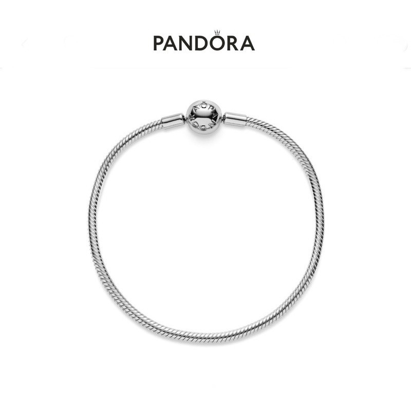 ♞(พร้อมส่ง)Pandora Silver Bracelet  กำไลข้อมือหัวสมูท  ของเเท้100%