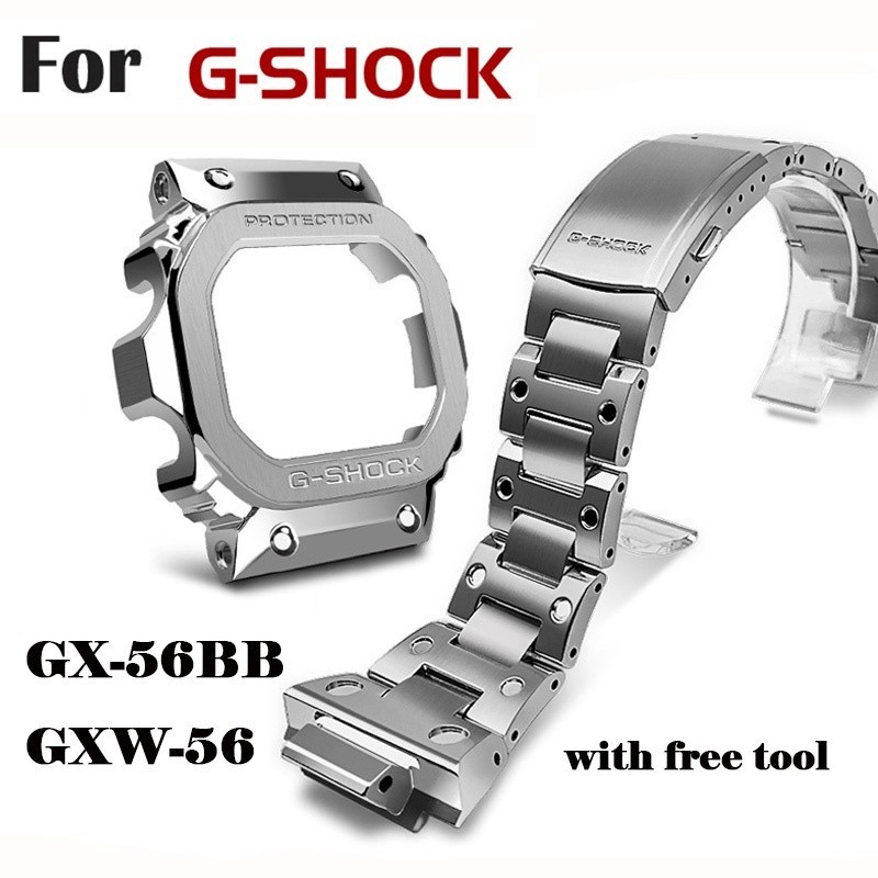 316L Stainless Steel Watchband Case for Casio G-SHOCK GX-56BB GXW-56 Metal Strap Bezel Buckle GX56