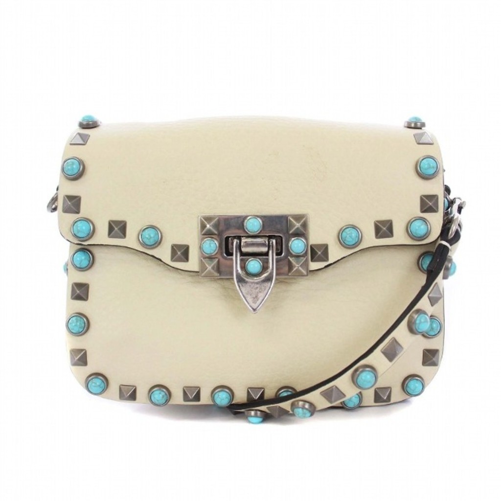 Valentino Garavani Rockstud Shoulder Bag Turquoise Direct from Japan Secondhand