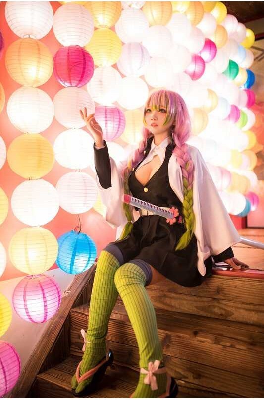 [Lxyh- COSER King] Anime Demon Slayer Kimetsu No Yaiba Kanroji Mitsuri Kanao Cosplay Costumes คอ