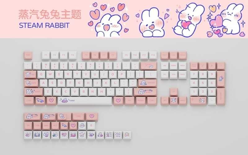 Only】Steam Rabbit 【Keycap keycaps Cute Personality key cap 129 Keys XDA Profile PBT Sublimation K
