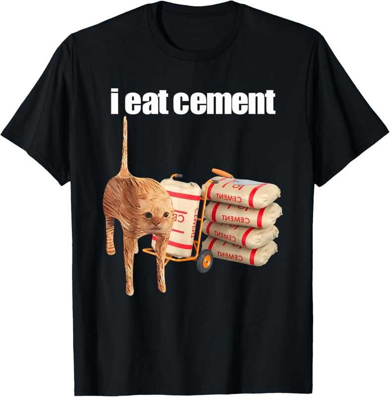 I Eat Cement Cursed Cat ตลก Oddly แปลก Meme เสื้อยืด