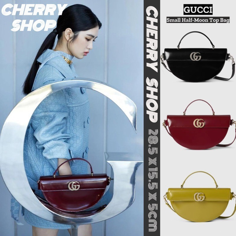 GUCCI NEW Small Half-Moon Top Handle Bag กระเป๋าถือสตรี 805815 กระเป๋าสะพายข้างผู้หญิง Gucci GG