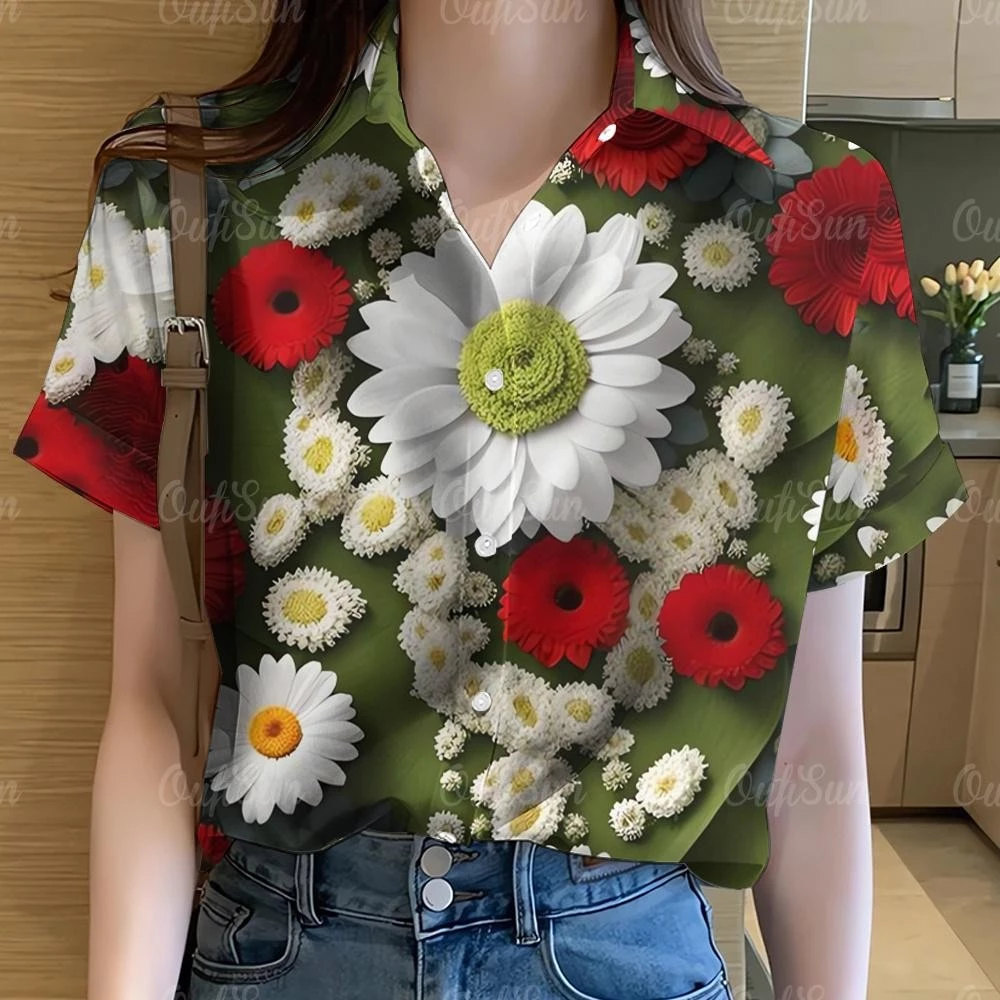 เสื้อเชิ้ตลายดอก/สายรุ้ง/กราฟฟิตี้ แขนสั้น โอเวอร์ไซส์ รุ่น 56