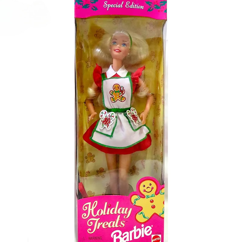 Original Vintage 90's Barbie Dolls Holiday Treats Blonde 1997 Dressed for Serving Up Toys for Girls 