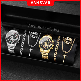 8ชิ้น/เซ็ตผู้ชายหรูหราโลหะผสมวงนาฬิกาแฟชั่นธุรกิจอนาล็อกควอต…