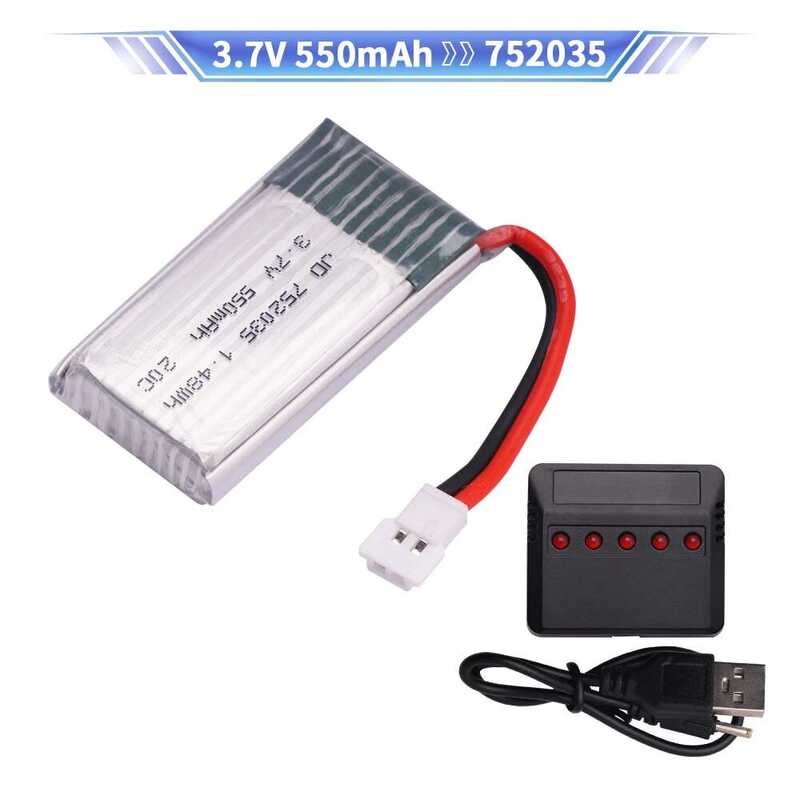 ❥ 550Mah 752035 Lipo แบตเตอรี่สําหรับ H107 H31 Ky101 E33c E33 RC Drone เฮลิคอปเตอร์อะไหล่ 3.7V