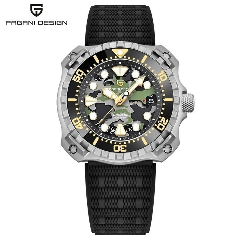 ♞,♘,♙Pagani Design New 2023 Military Style Automatic NH35 mechanical watch, Sapphire glass and Cera