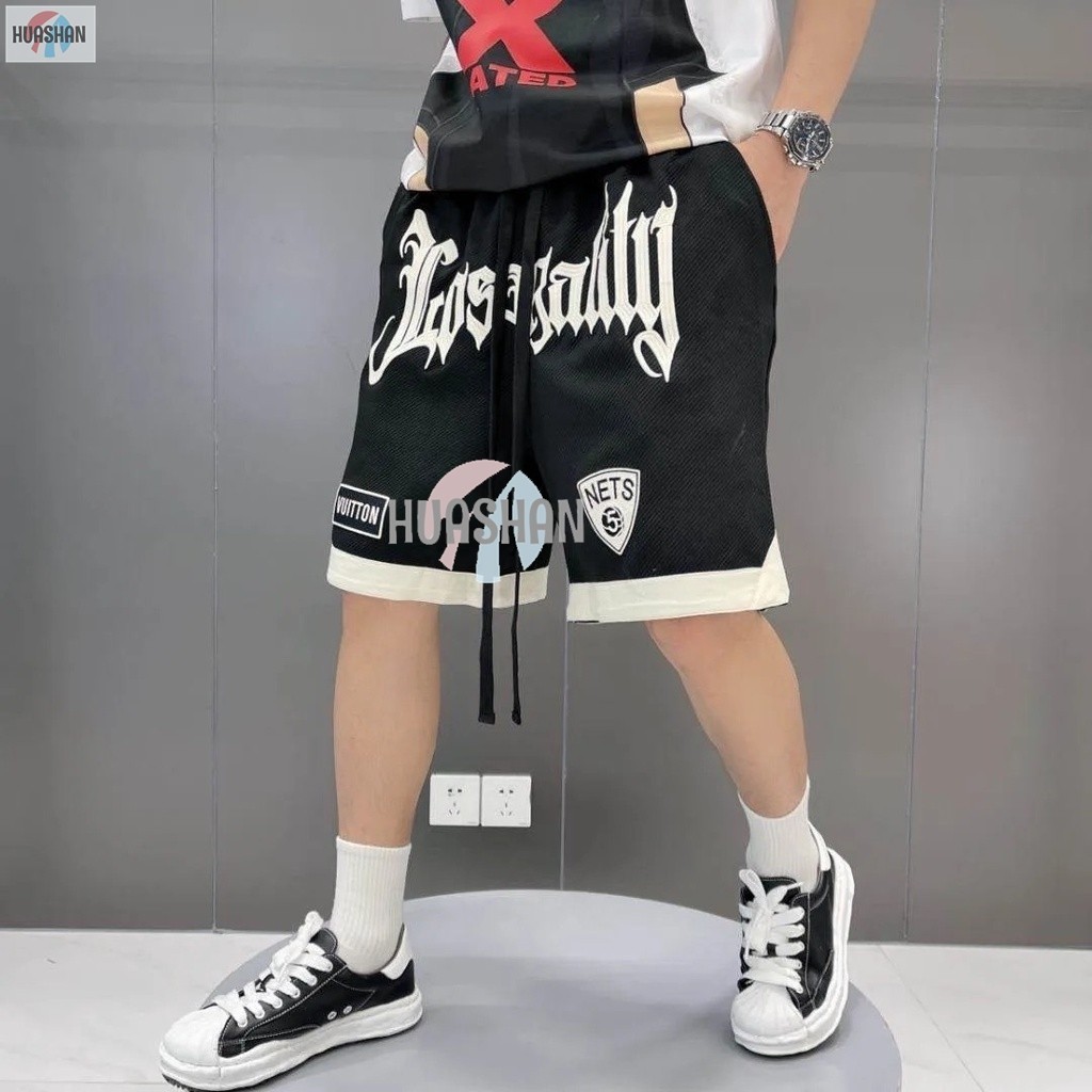 กางเกงขาสั ้ นฤดูร ้ อนของผู ้ ชาย,กางเกงขาสั ้ นลําลองเนื ้ อทอลายทแยงเยาวชน,กางเกงขาสั ้ นกีฬาปักตัวอักษรหลวม ราคา ถูกที่สุด ดีลบีเคเค แกลเลอรีภาพที่ 4