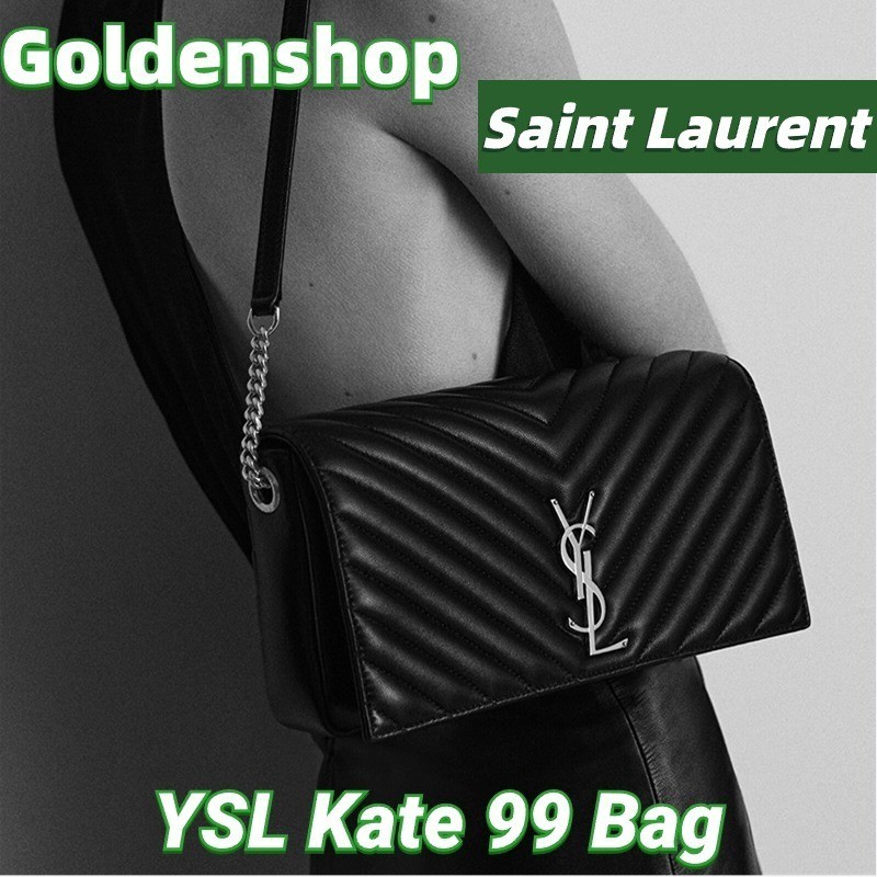 ♞Yves Saint Laurent/YSL Kate 99 Bag Quilted Nappa Leatherอีฟส์แซงต์โลรองต์ กระเป๋าสะพายเดี่ยว