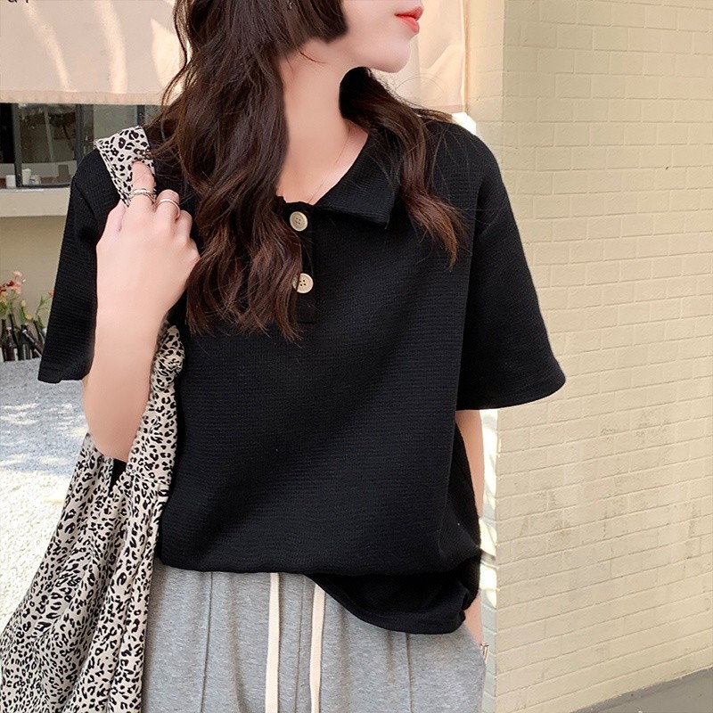 bananashop  ♞,♘51581 เสื้อโปโล แขนสั้น คอปก สีเขียว เข้ากับทุกการแต่งกาย