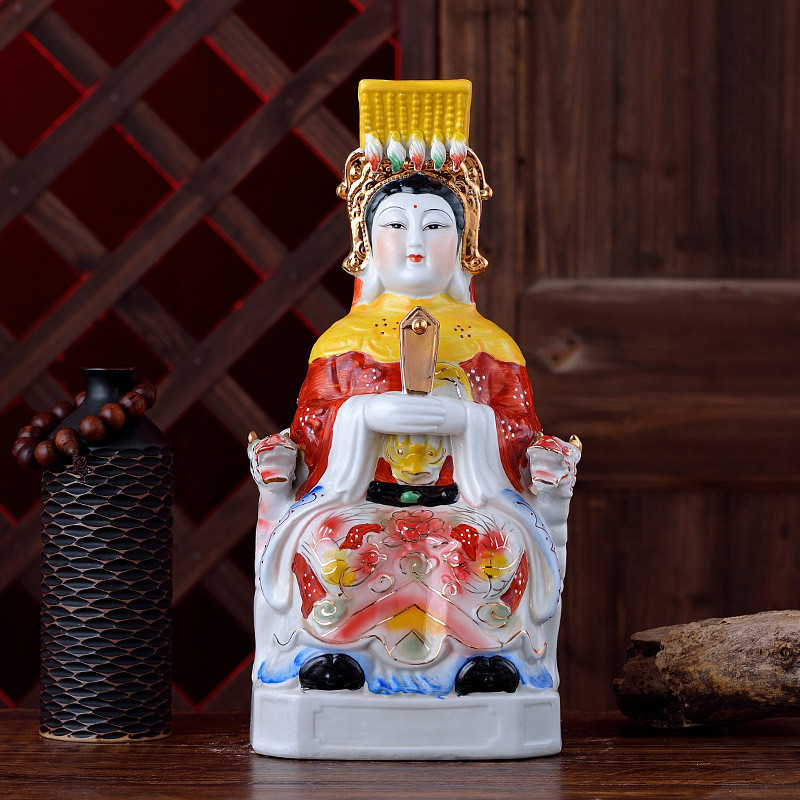 Ceramic Mazu Buddha Statue Crafts Queen Mother and Empress Dowager Decoration