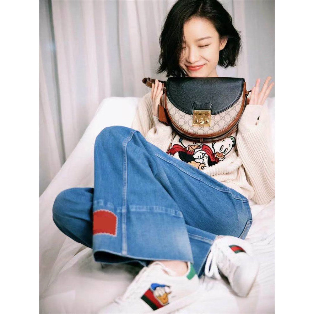 0A3G GU 2024Early Spring New Star Ni Ni Same Denim Flared Pants Women's High Waist Slimming Trouser