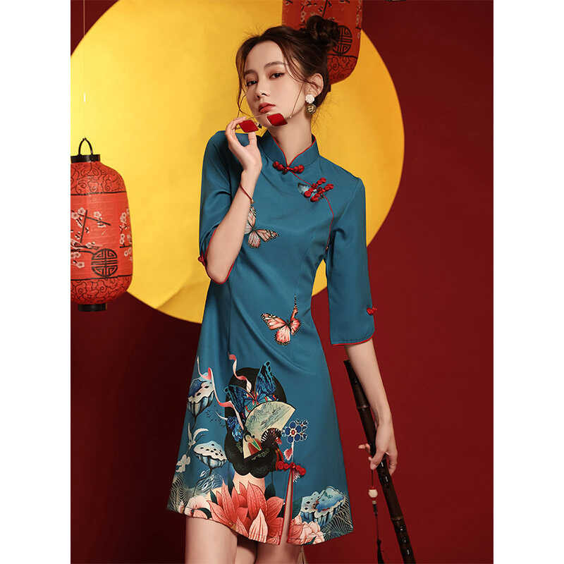 Taobao Collection เดรสกี่เพ้ากลางผู้หญิงเดรสตรุษจีนผญสไ