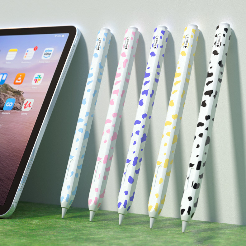 เคสซิลิโคนพิมพ์วัวสําหรับ iPad Apple Pencil Pro 2 1 รุ่นฝาครอบ 2nd 1st Anti-fall แขนป้องกันสนับสนุนสิ่งที่แนบมาแม่เหล็ก