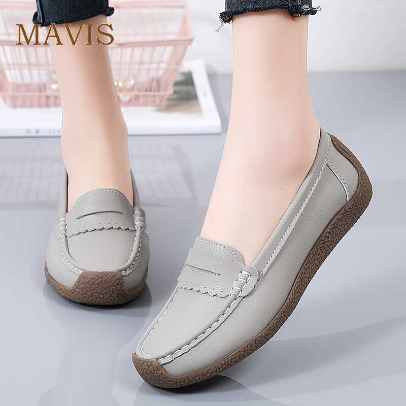 Boat 2024 Women's New Genuine Leather Flat Bottom Cover Round Toe Mom's Shoes