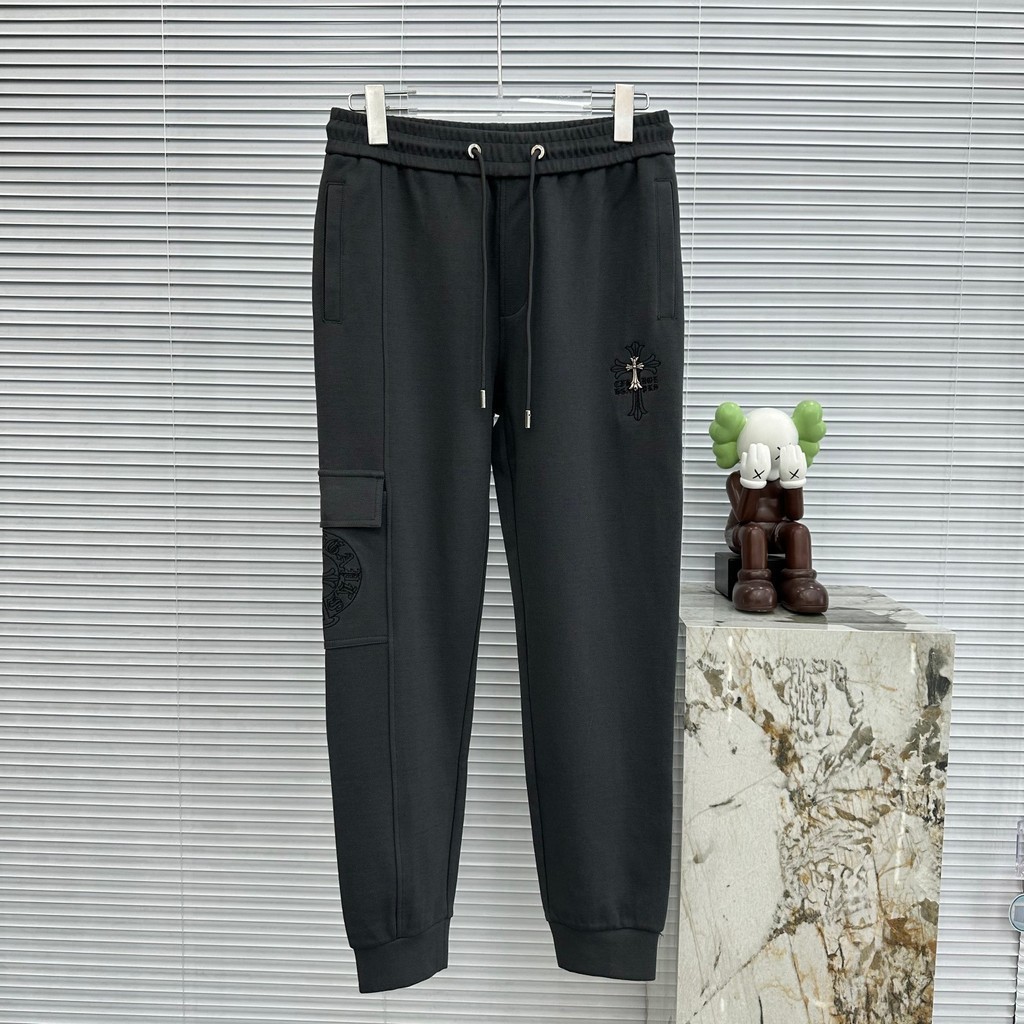 WZIL Chrome Hearts Embroidered Sanskrit Letter Cross Feet Ankle-Tied Slacks Same Style for Men and