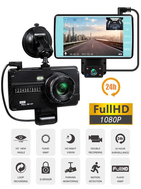 EKLEVA กล้องติดรถยนต์24ชั่วโมง,การมองเห็นได้ในเวลากลาง